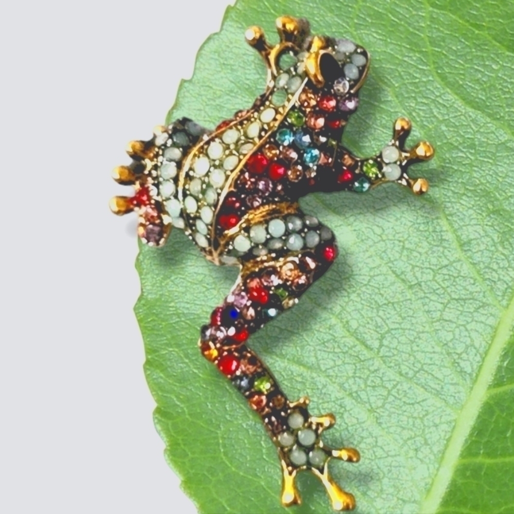 Colorful Rhinestone Tree Frog Pin - Picture 3 of 3